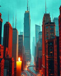 A captivating image showcasing a glitchy digital landscape featuring distorted skyscrapers and static noise.  The artwork uti