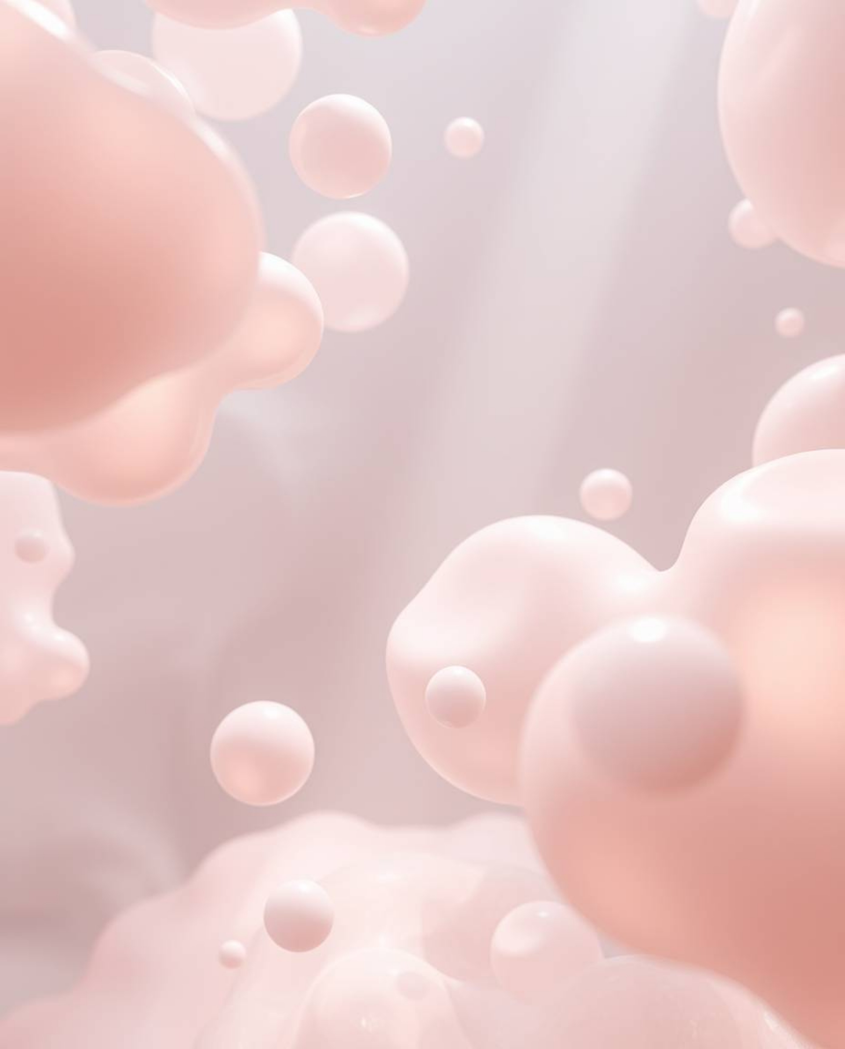 Explore a mesmerizing 3D render featuring fluid organic blobs crafted from translucent materials, gracefully floating in spac