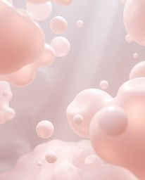 Explore a mesmerizing 3D render featuring fluid organic blobs crafted from translucent materials, gracefully floating in spac