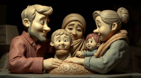 Explore stunning sculptural clay art featuring a heartfelt family reunion rendered in the signature Pixar style. This collect