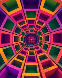 A captivating digital painting showcases a repetitive cube pattern in the style of M.C. Escher's impossible geometry.  Electr