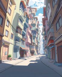 A captivating surreal street scene, rendered in the style of Isekai anime.  Imagine soft pastel colors, gentle lines, and exp
