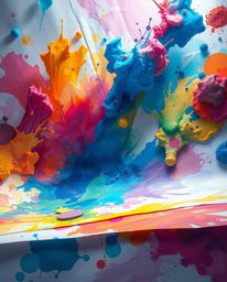 Experience a breathtaking vision of the future with this heroic scene. Featuring vibrant, colorful watercolor splashes blendi