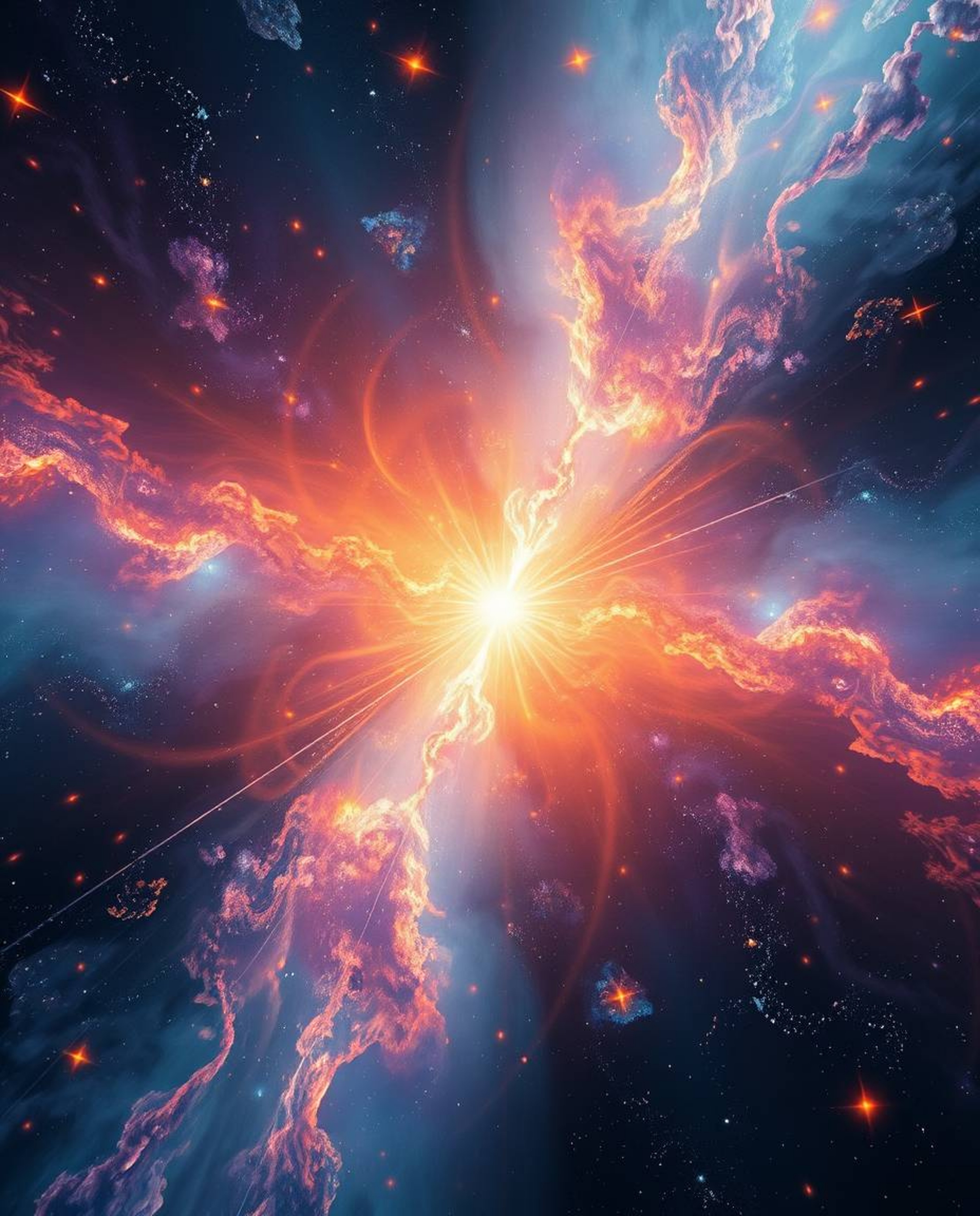 Experience the breathtaking beauty of radiant and luxurious colliding galaxies.  This artwork features a cosmic explosion of 