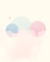 This artwork features a soothing abstract composition using soft pastel colors.  Glitch effects, fragmentation, and scanlines
