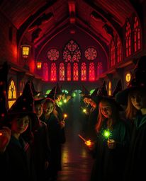 Immerse yourself in a magical school teeming with young wizards, bathed in the warm glow of bioluminescent light. Experience 