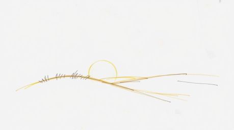 A graceful, elegant hand-drawn sketch depicting a breathtaking sunset over golden dunes.  The refined linework and rough penc