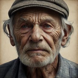 A captivating pencil sketch captures the essence of an old man's face, highlighting the beauty in age. Deep lines etched by t