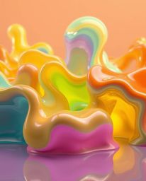 Discover captivating high-resolution stock photos featuring surreal 3D fluid shapes reminiscent of melted glass within a hype