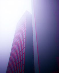 This image showcases a unique digital glitch art portrait in a precise architectural color photography style.  Featuring corr