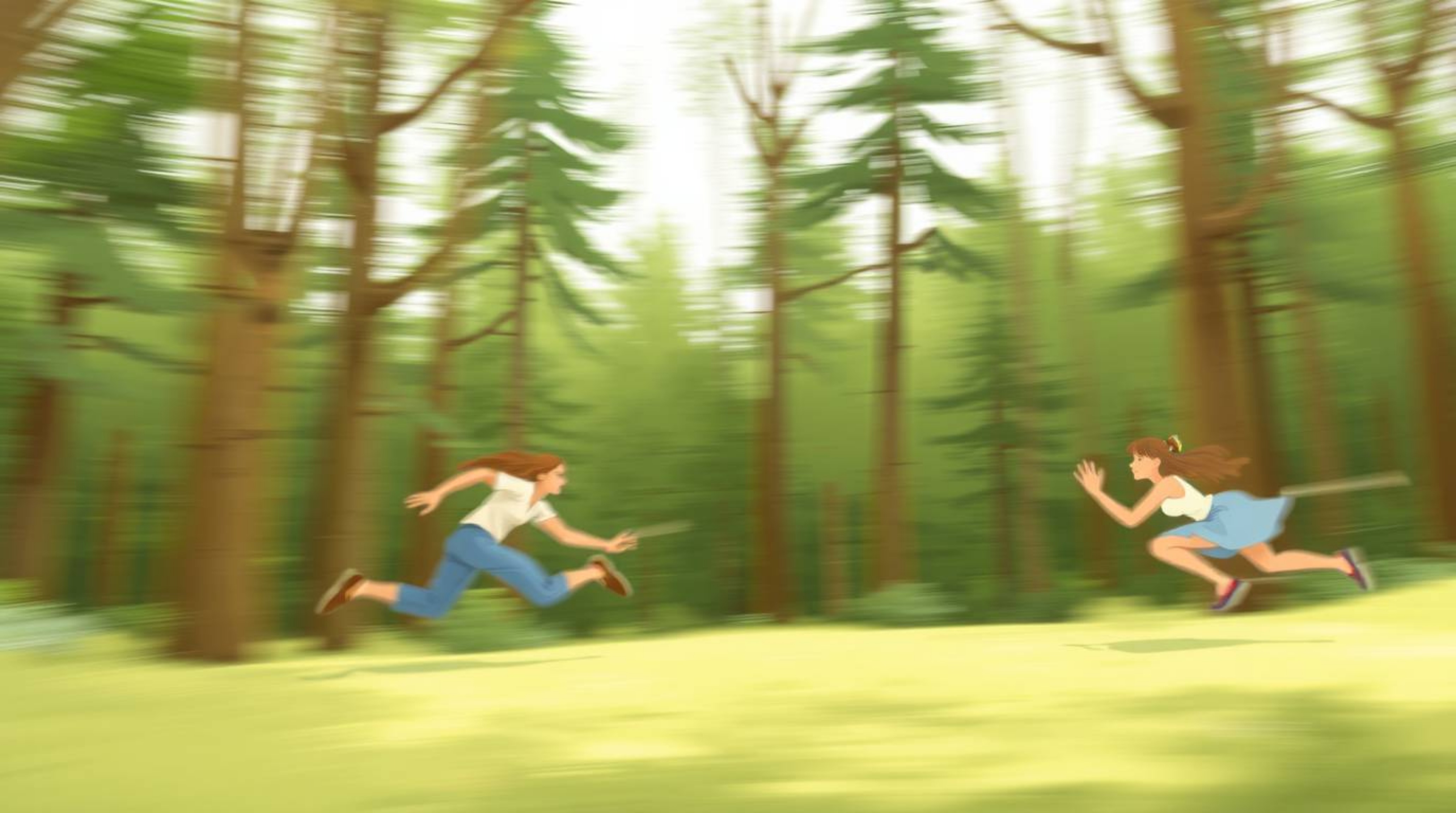 Experience a dynamic and soothing journey through a looping forest in this soft pastel-colored illustration. Blurred lines an