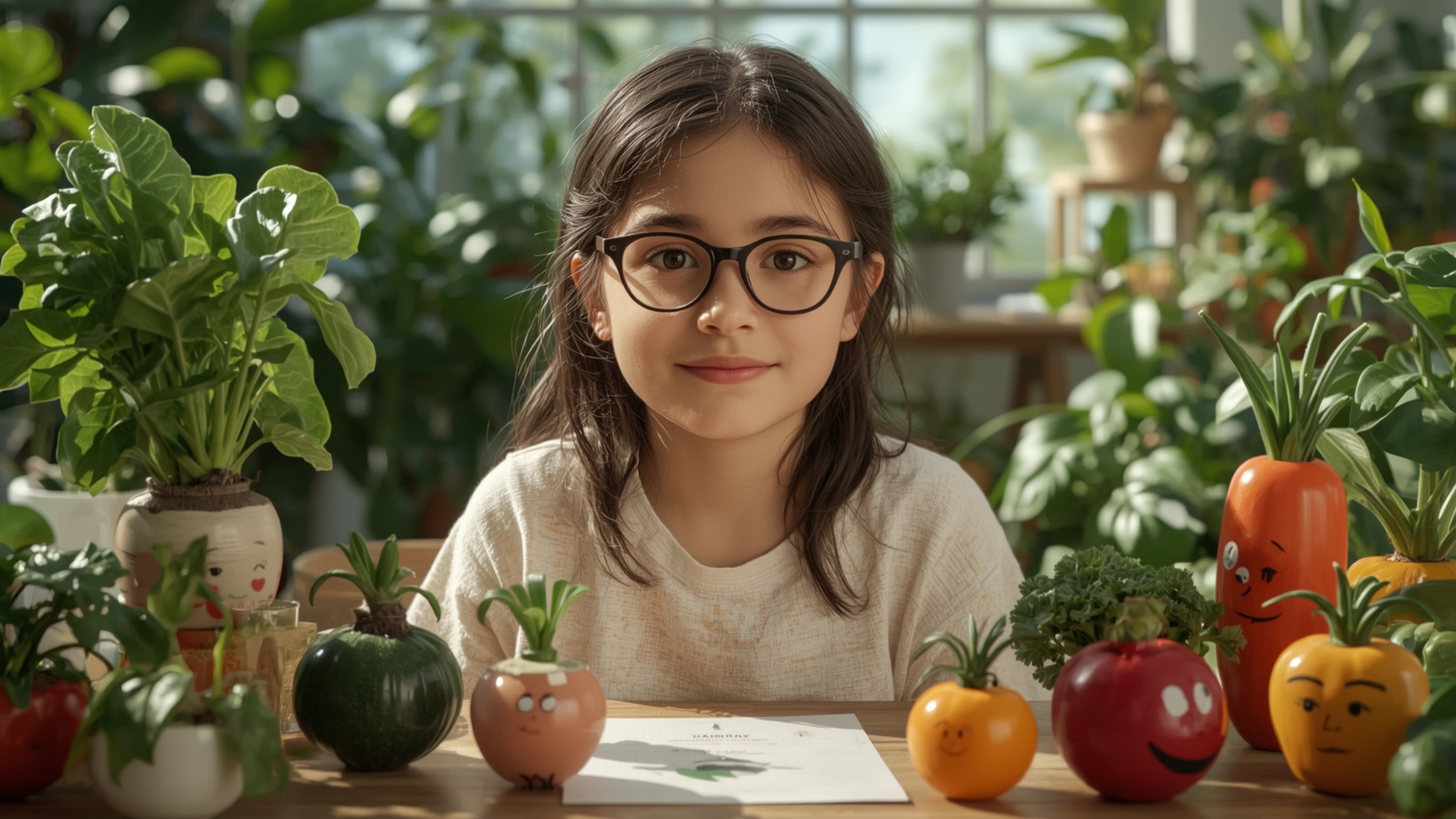 A highly detailed, high-resolution stock photo captures a bright-eyed, bespectacled young girl with a gentle and nurturing sm