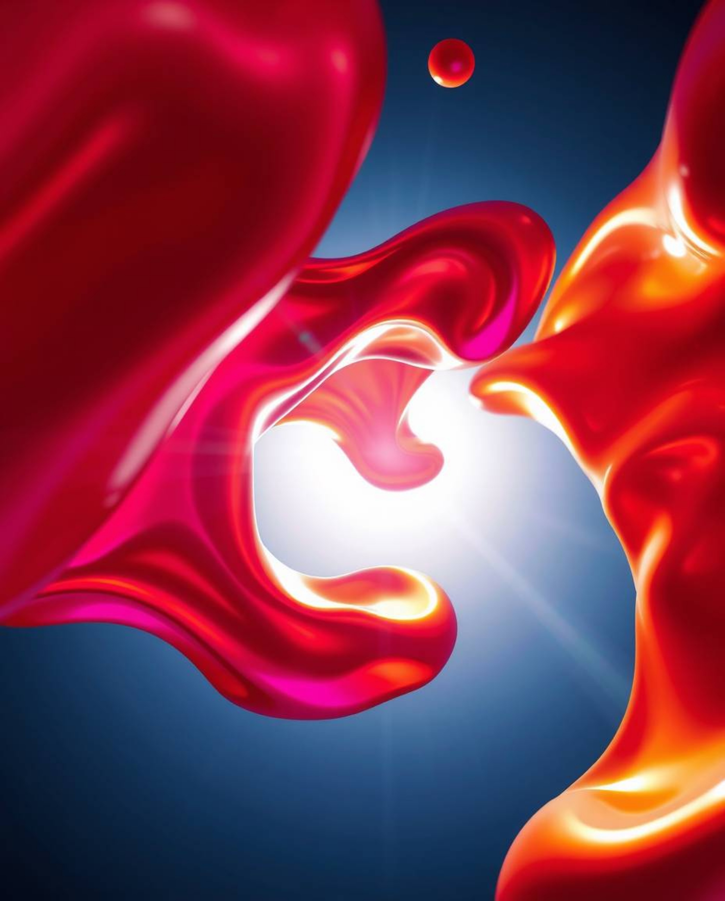 Explore a captivating world of low angle perspectives and vibrant colors, where smooth 3D fluid shapes with metallic textures