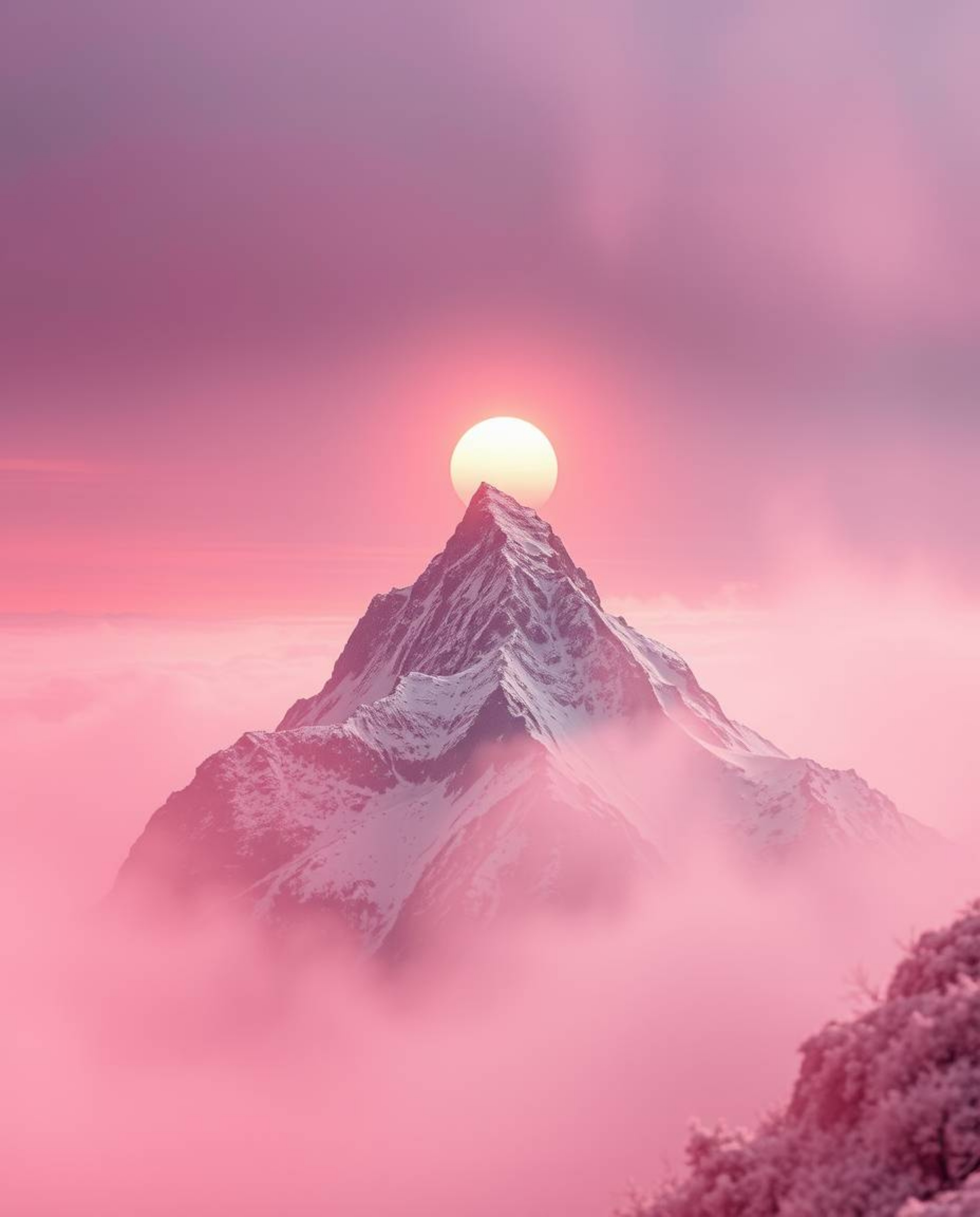 Witness a high alpine peak sunset captured in surreal infrared tones and enveloped by a soft cinematic haze. This unique appr