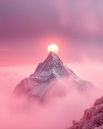Witness a high alpine peak sunset captured in surreal infrared tones and enveloped by a soft cinematic haze. This unique appr
