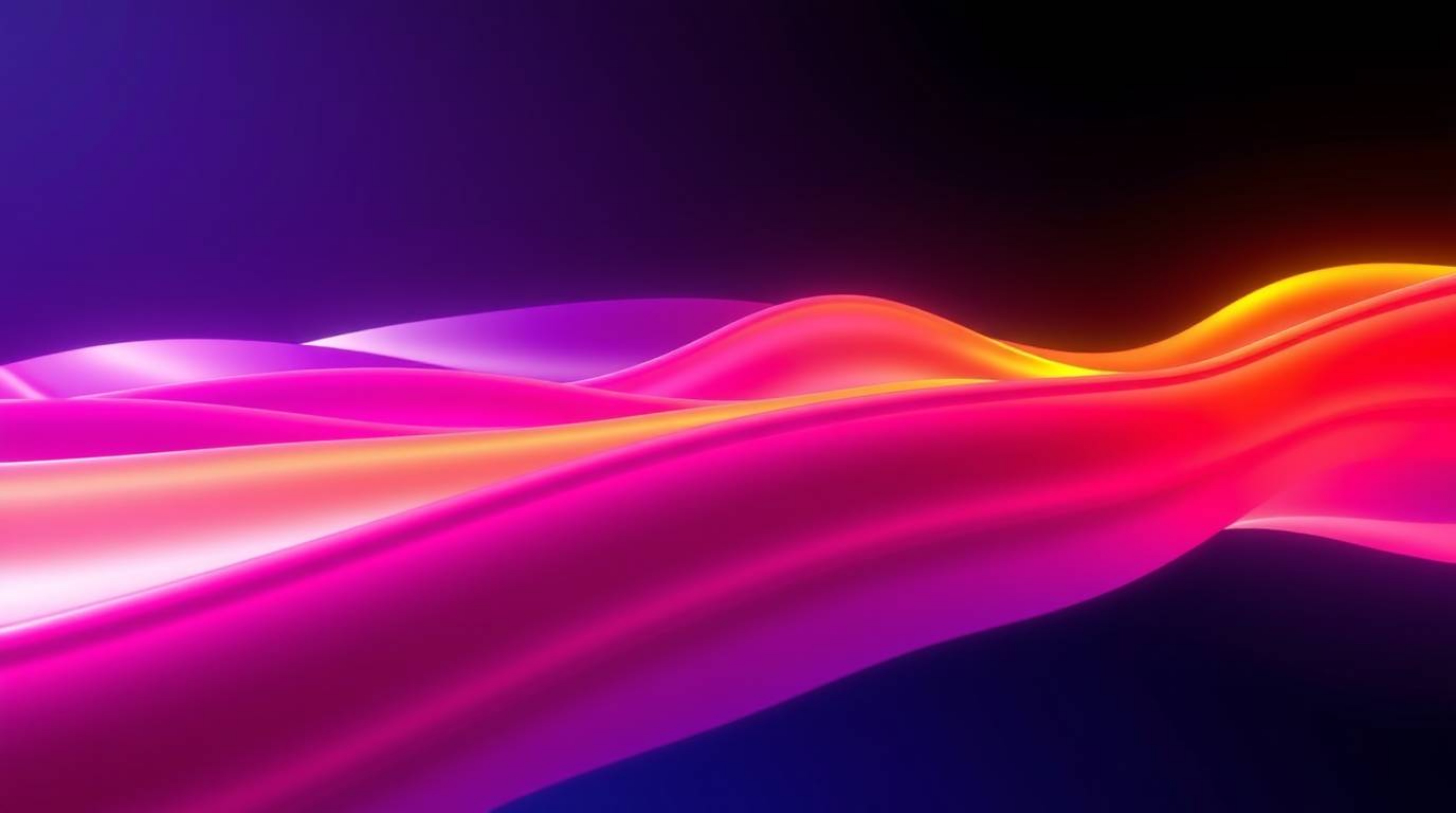 Immerse yourself in this captivating digital artwork featuring vibrant neon gradient textures flowing across a liquid surface
