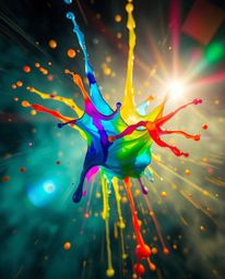 Explore stunning visuals with bright lens flares and dramatic cinematic styles. Witness the surreal beauty of colorful paint 