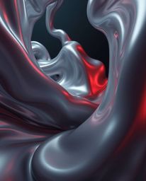 Experience the unsettling beauty of smooth 3D fluid shapes with metallic textures, floating in zero gravity.  High-realism ph