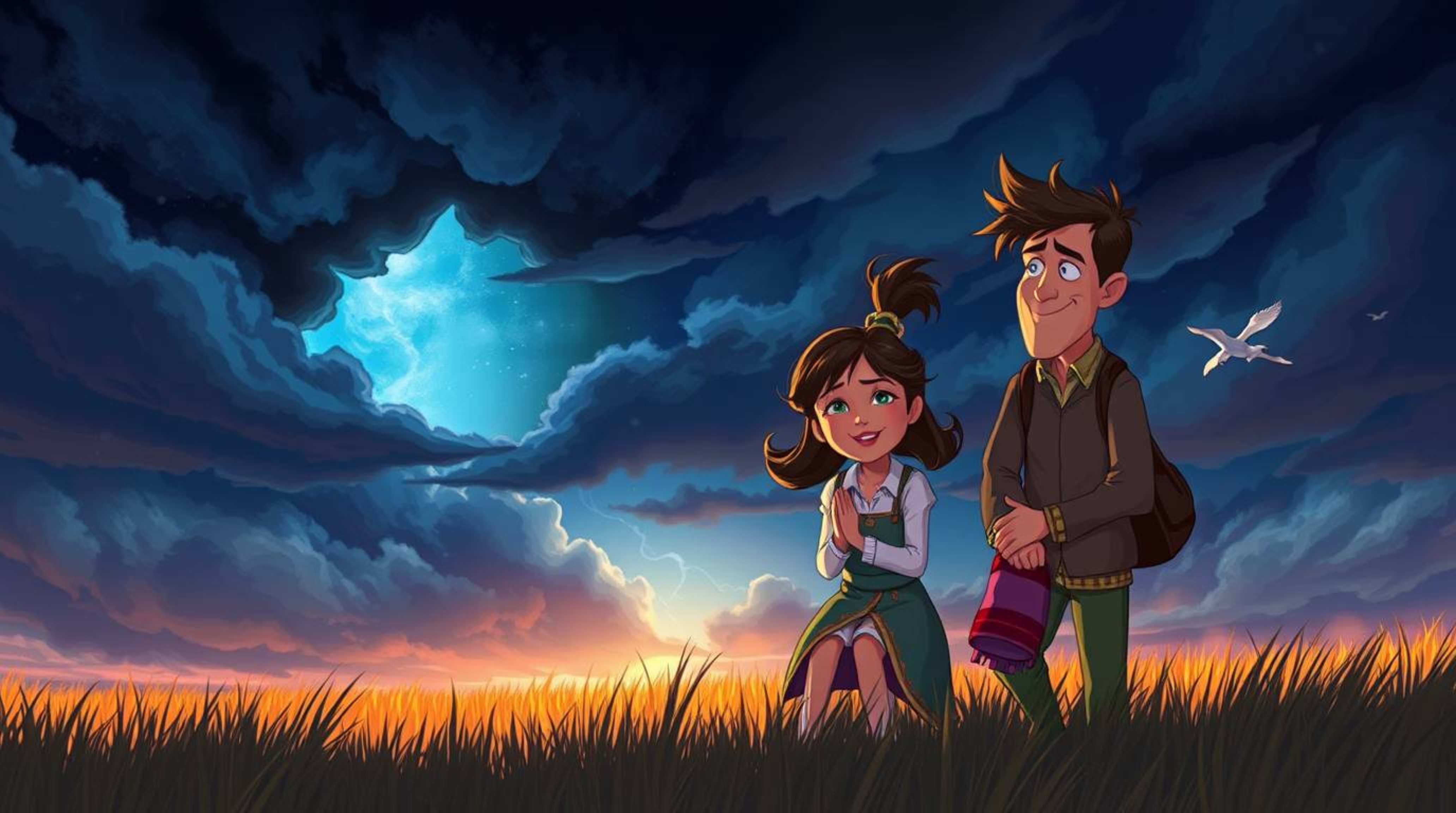 Experience a heartwarming family reunion rendered in a captivating Pixar-style illustration. The scene unfolds against a back