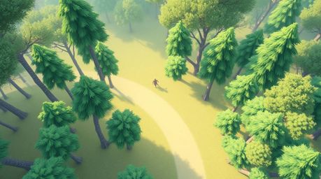 Experience a gentle and soothing chase scene through a looping forest background, viewed from a top-down perspective. The sof