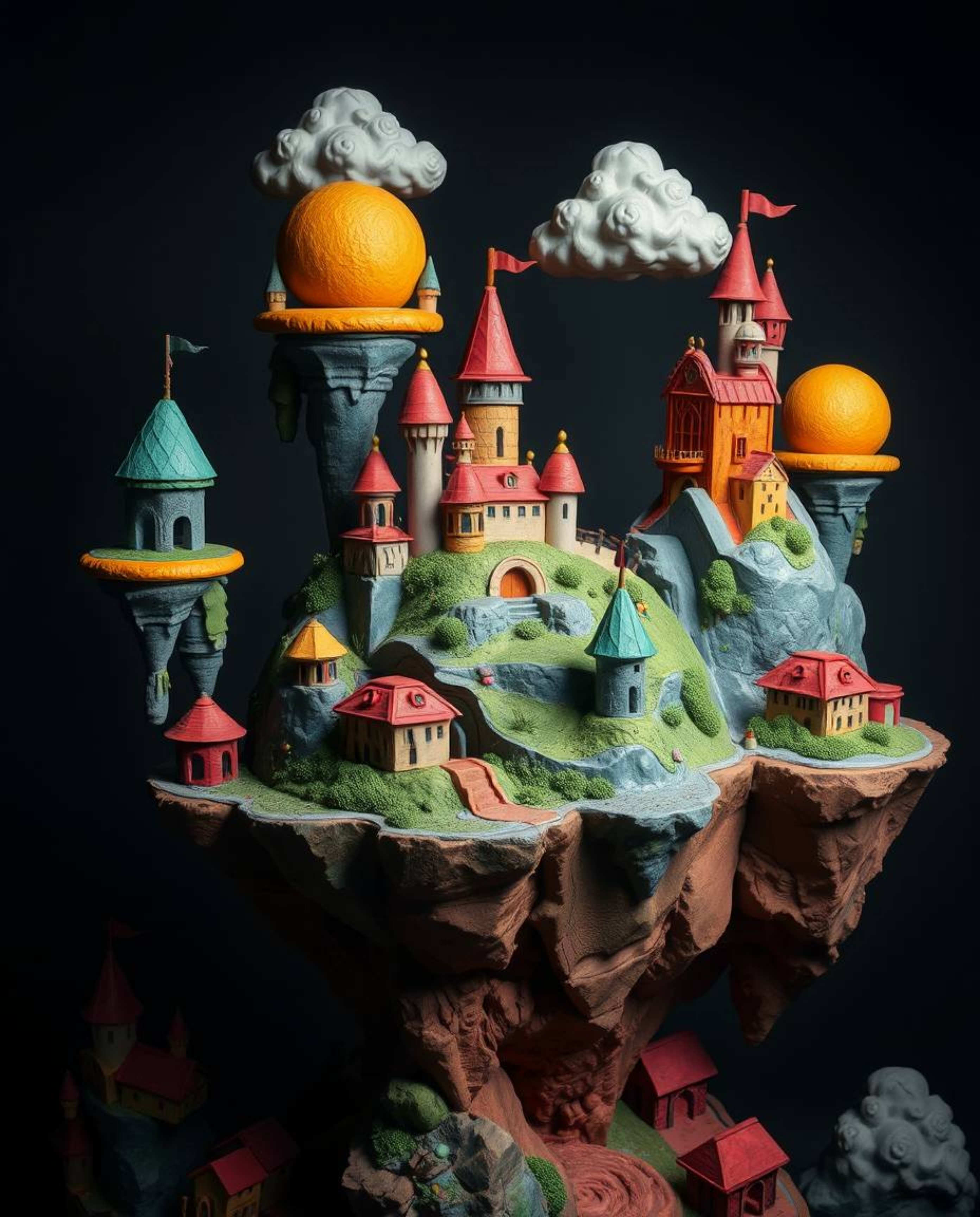 Discover a vibrant, fantastical kingdom where colorful floating islands and clay castles dominate the landscape.  Experience 