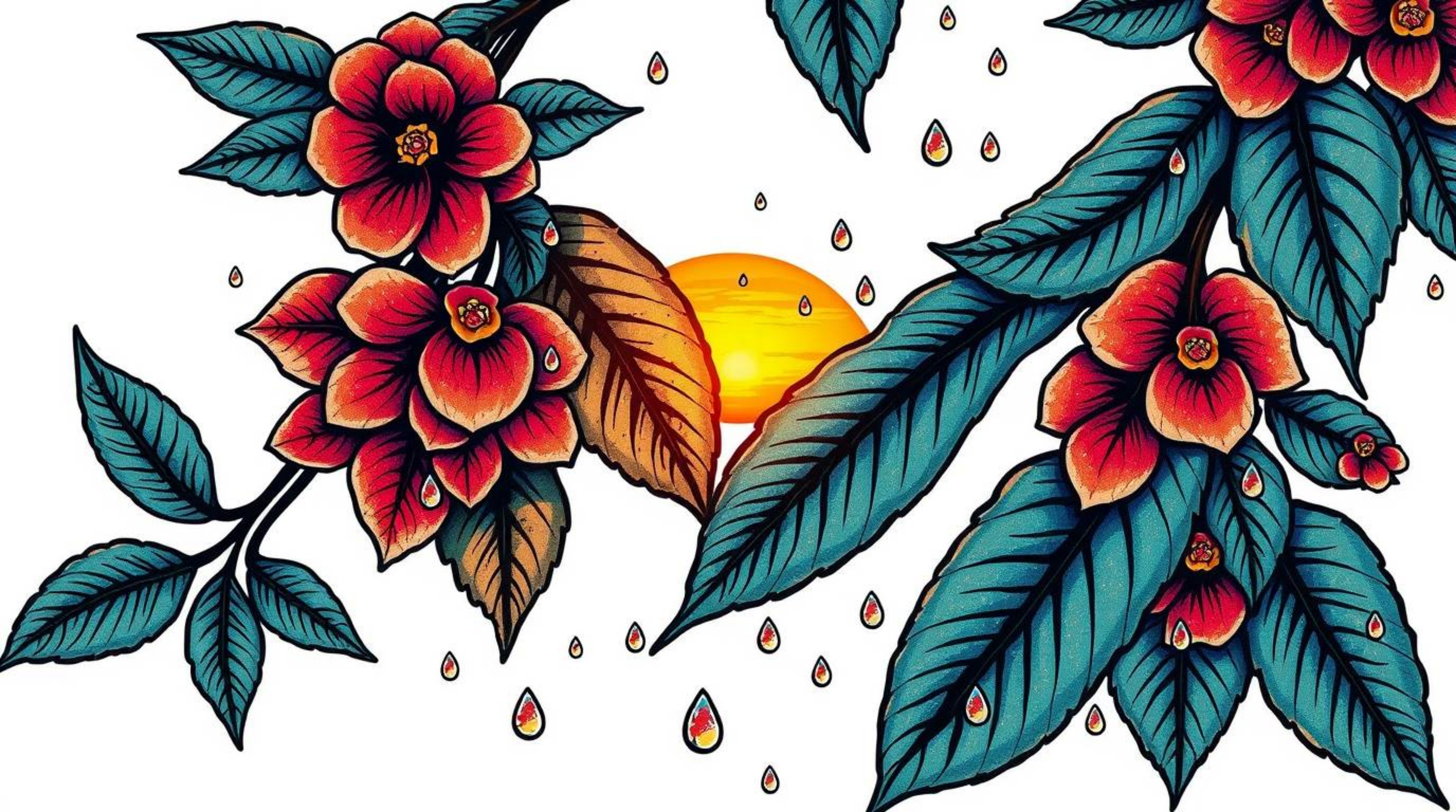 This collection features stunning traditional tattoo art prints with vibrant colors and a retro flair, showcasing complex orn