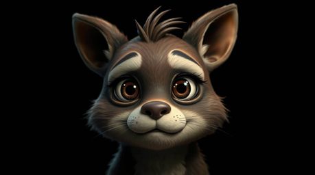 Discover an adorable yet sarcastic animal sidekick, rendered in striking high-contrast, low-key lighting with deep shadows.  