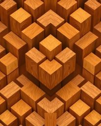 This logo concept features a captivating high-angle perspective showcasing a repetitive cube pattern inspired by Escher's imp
