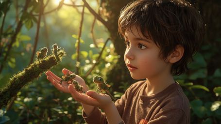 This highly detailed, high-resolution stock photo, illustrated in a vibrant, whimsical Pixar style, captures a gifted and cur