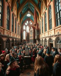 Discover stunning architectural photographs of a magical school brimming with young wizards.  These images showcase bright, v