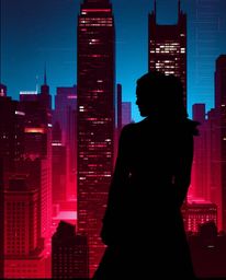 A captivating image featuring a silhouetted figure set against a glitchy digital landscape. Distorted skyscrapers and static 