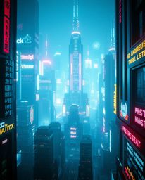 A dramatic and cinematic photograph showcasing a futuristic city immersed in glitch mode, with flickering lights and broken h