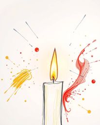 This series features high-angle, hand-drawn sketches of warm candlelight, captured with dynamic colorful splashes on both whi