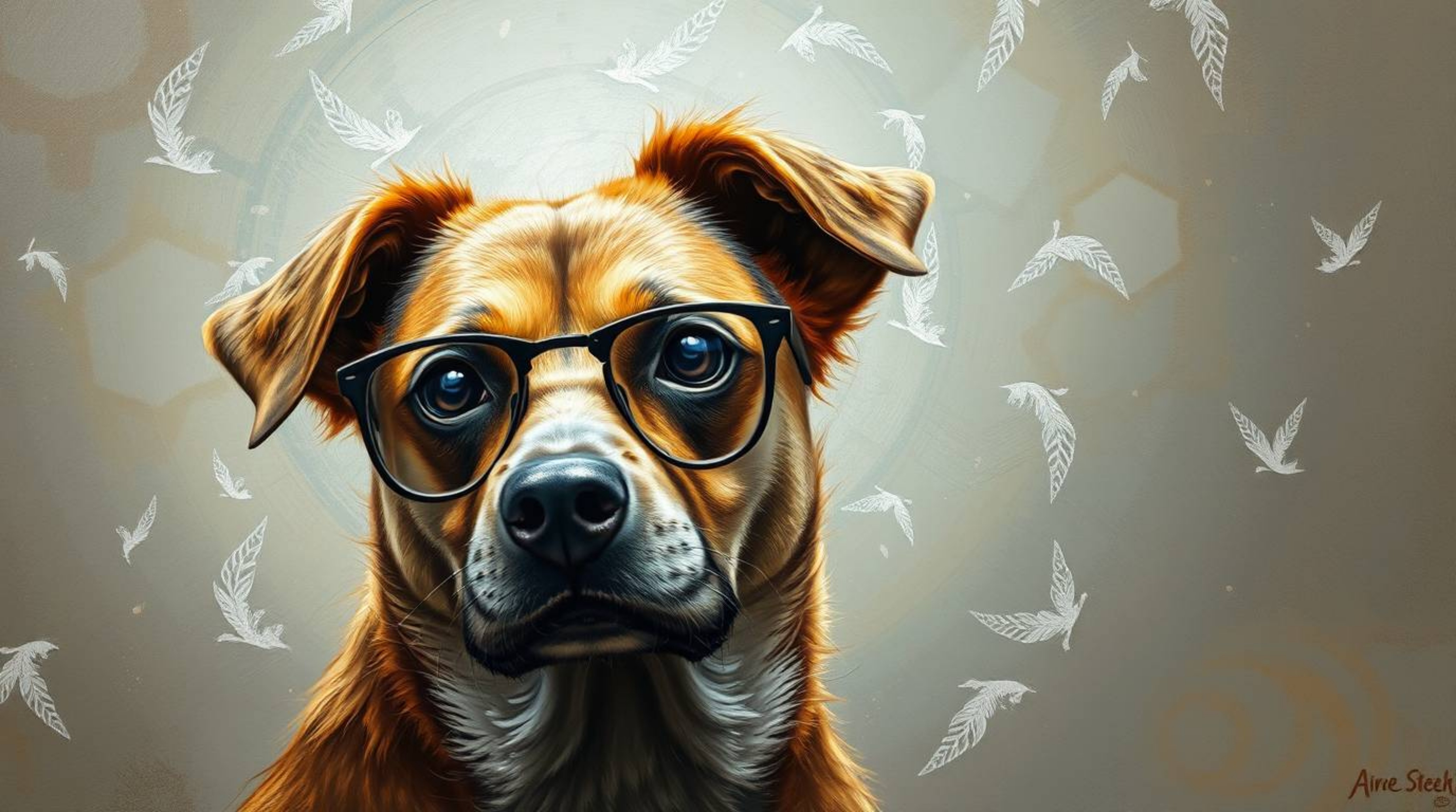 Discover a captivating classic oil painting depicting a sophisticated dog detective equipped with high-tech gadgets.  The art