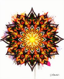 Discover stunning digital sketches of geometric floral mandalas.  These vibrant, symmetric designs feature warm golden glows,
