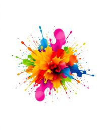 A logo concept inspired by thick foggy environments, featuring a vibrant explosion of colorful paint splashes against a crisp