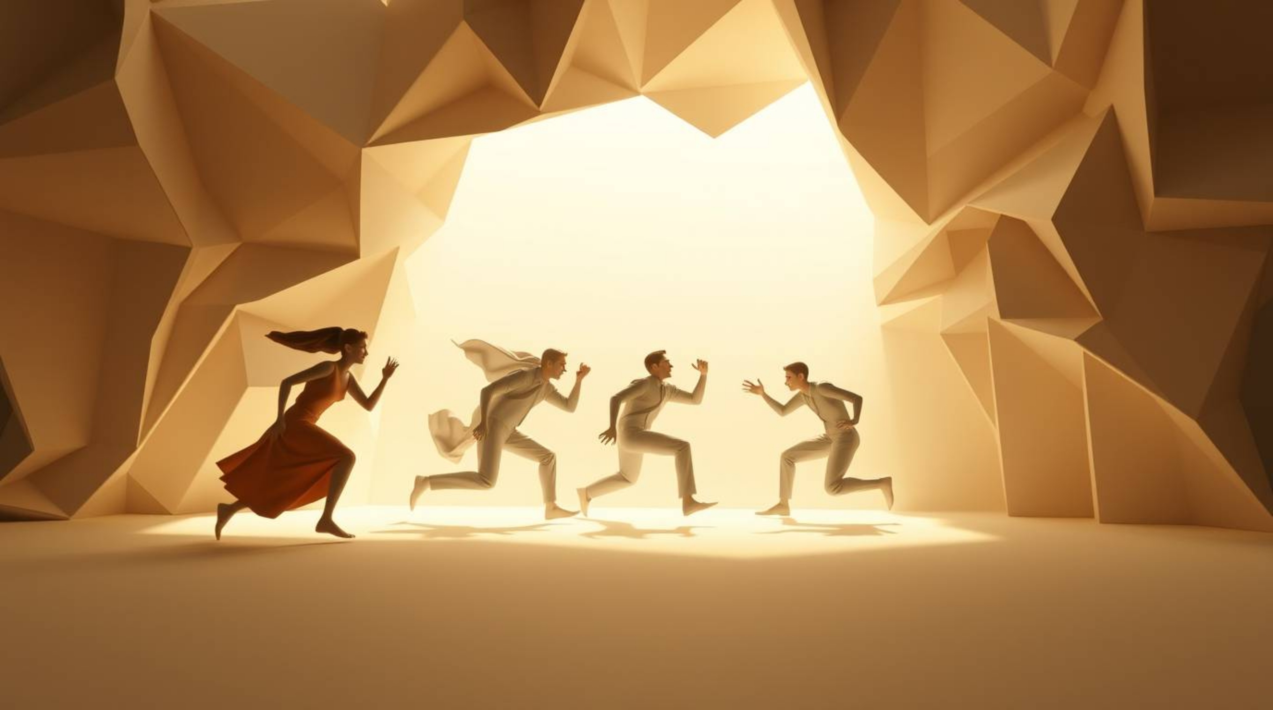 Experience a thrilling chase scene brought to life in an intricate origami style animation. This animation features exaggerat