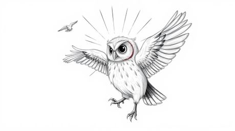 A captivating scene depicts a blind owl, rendered in a charming Pixar style, passionately teaching other birds how to fly.  T