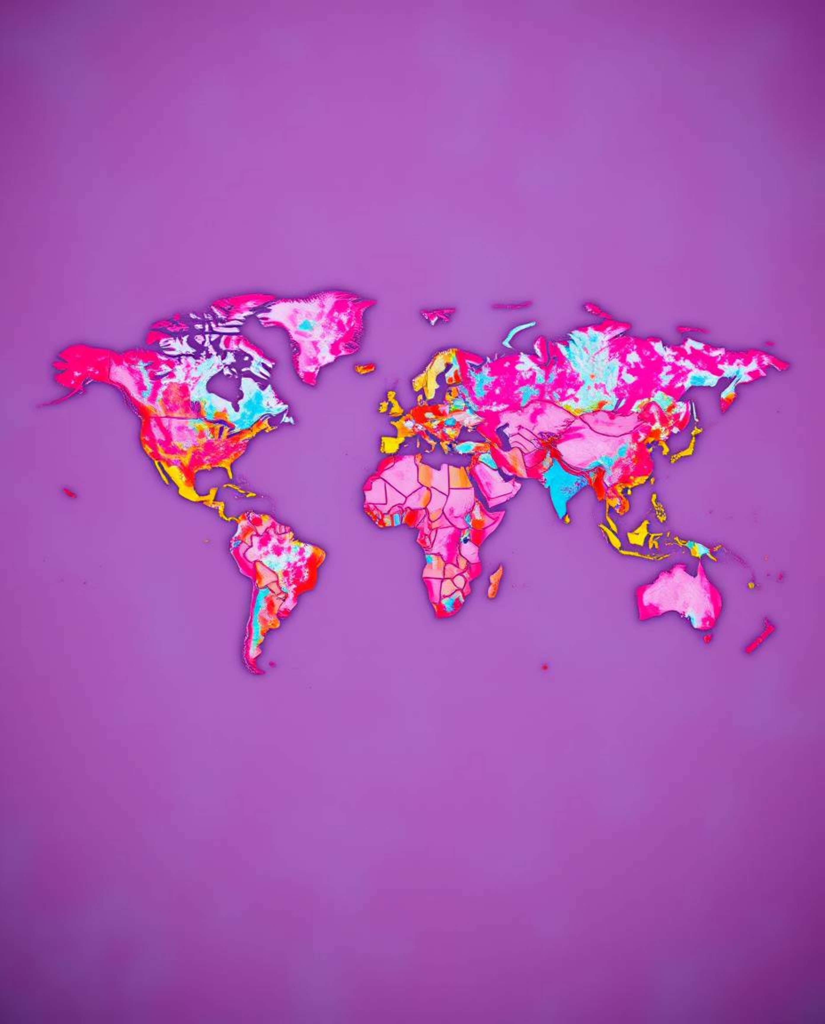 Explore a surreal and captivating world map rendered in vibrant infrared photography. This unique artwork combines soft contr