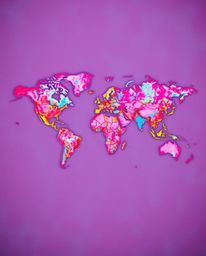 Explore a surreal and captivating world map rendered in vibrant infrared photography. This unique artwork combines soft contr