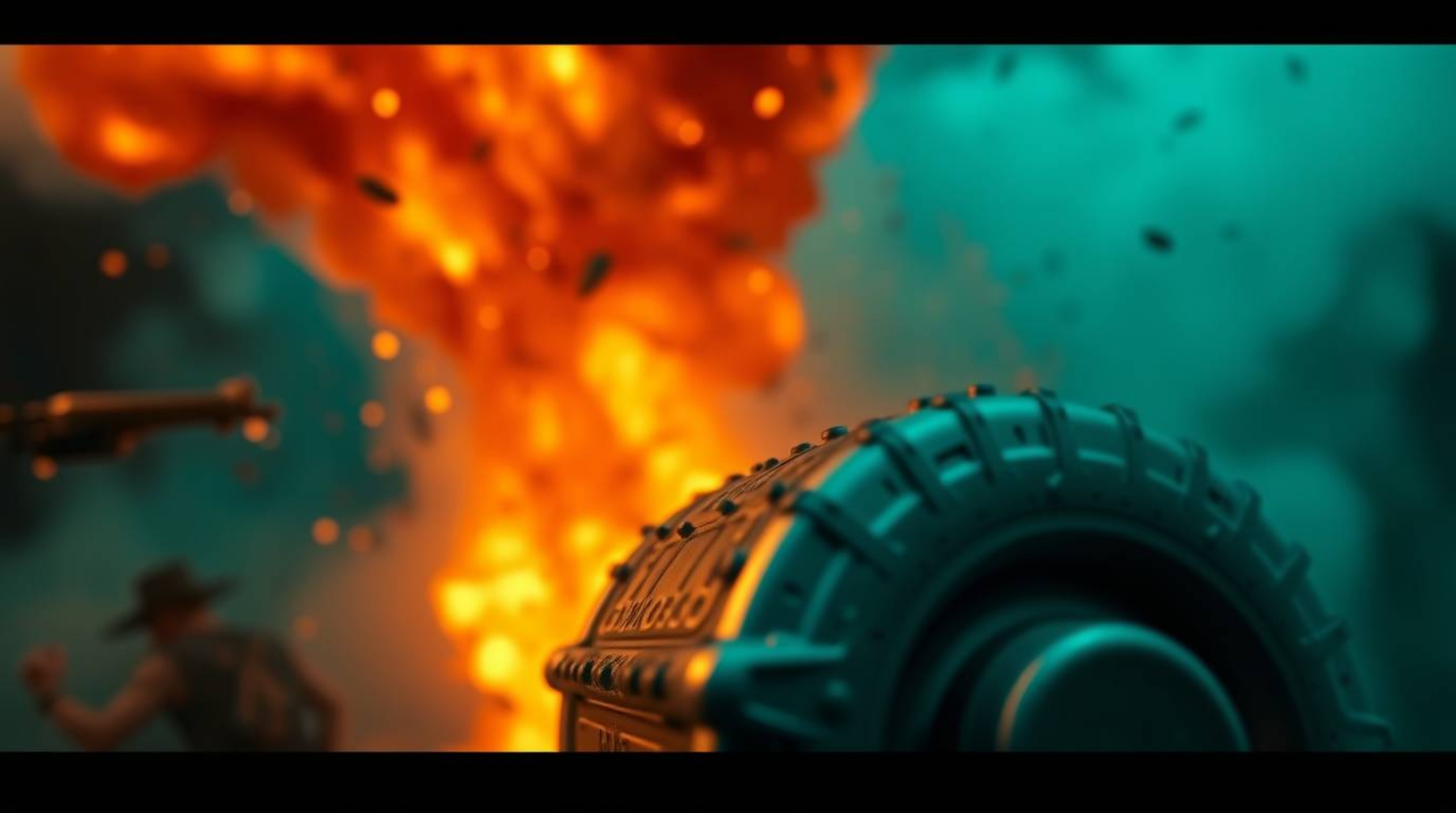This image captures an extreme macro close-up of a classic exploding TNT gag, reminiscent of the Wild West era. Rich in deep 