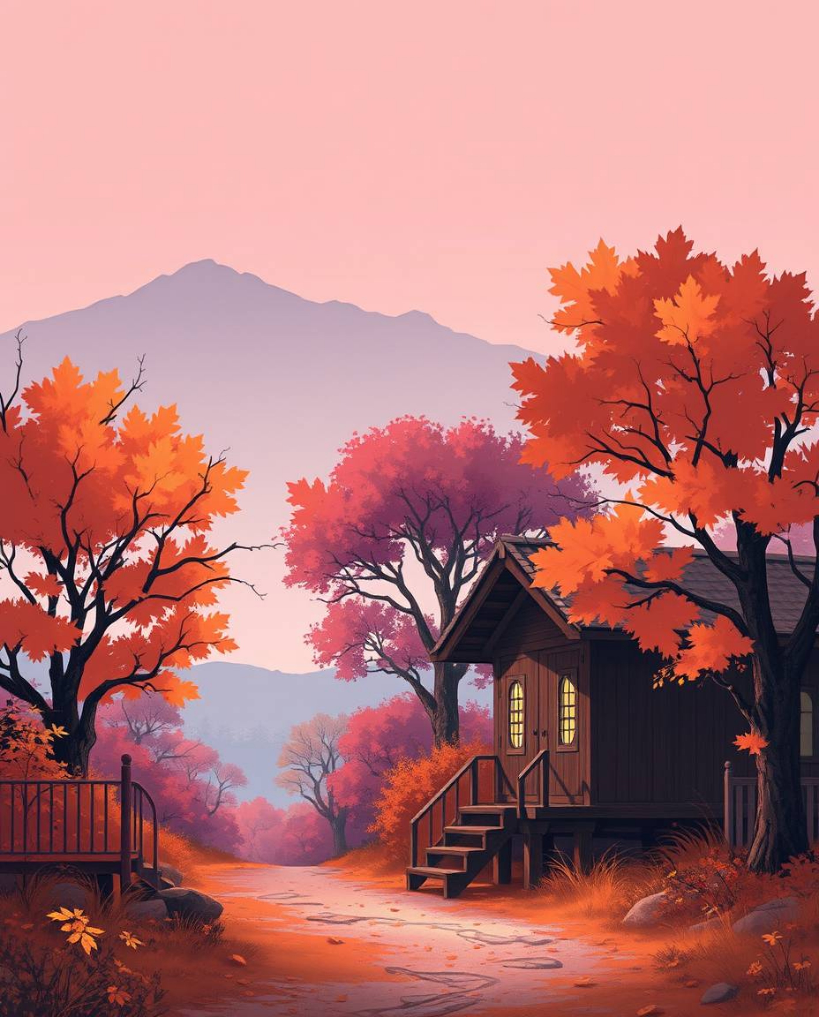 Immerse yourself in a captivating isekai anime-style illustration bathed in warm autumn colors. This expressive composition c