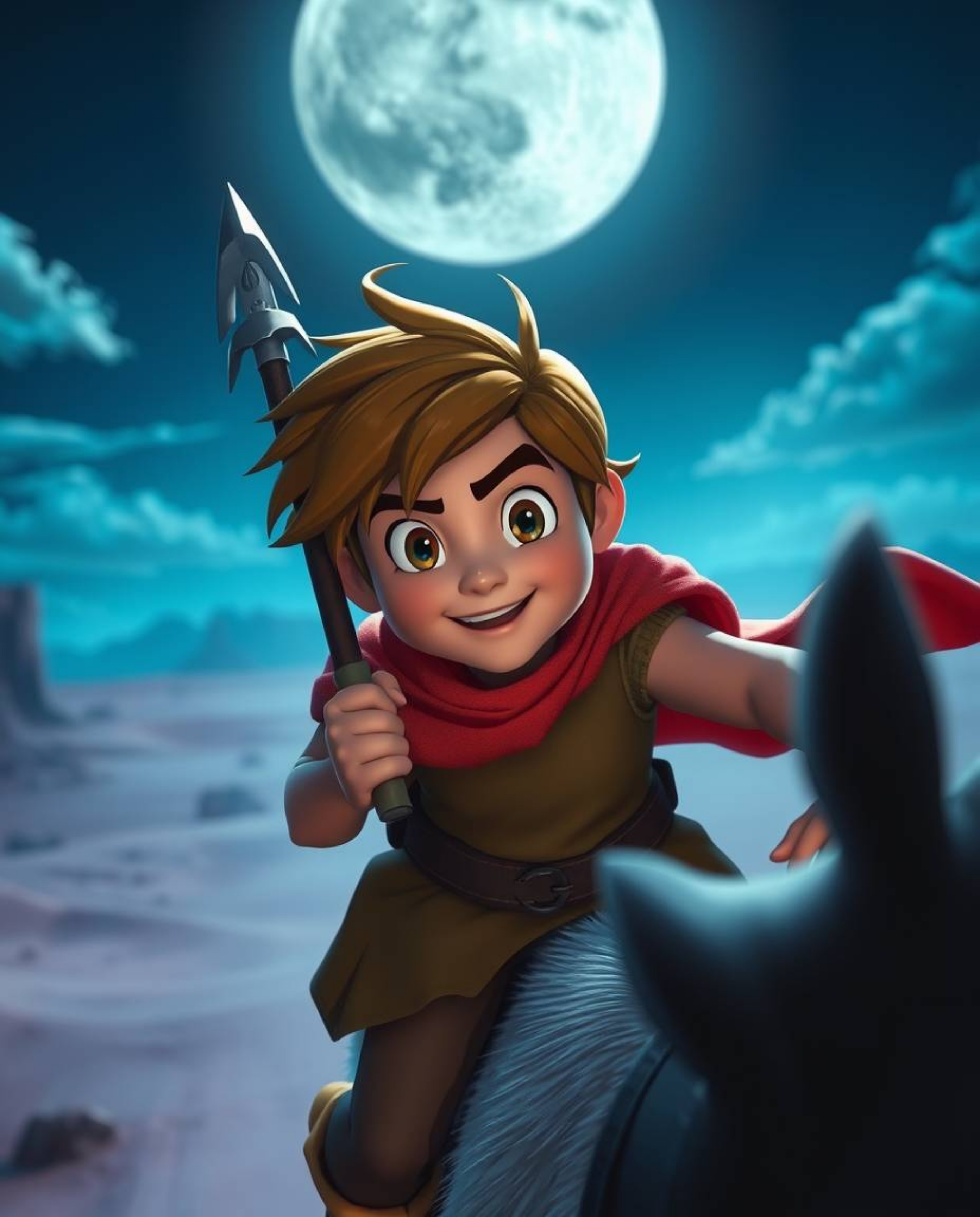 Embark on an epic desert adventure with a brave Disney-style hero. Experience stunning visuals with a cool color palette of