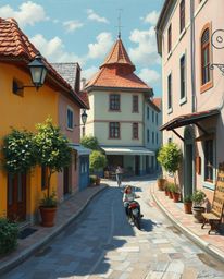 Discover a collection of charming surreal street scenes rendered in the classic style of oil painting.  Rich textures and gen