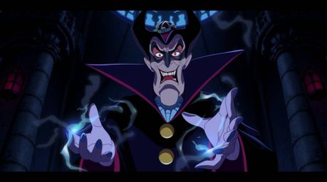 A captivating image depicting a classic Disney villain, rendered in a striking Isekai anime style. The villain, with express