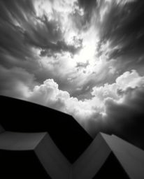 Explore a captivating collection of intense, dramatic black and white images featuring geometric optical illusions and a dist