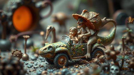 Dive into a surreal, dreamlike world with this extreme macro close-up.  A prehistoric family embarks on an extraordinary jour