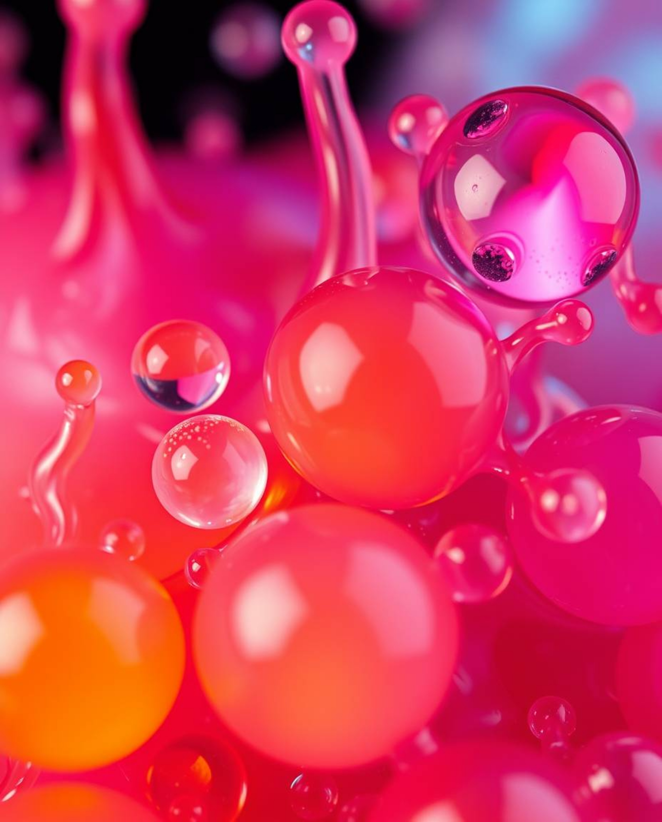 Explore the captivating world of extreme macro photography featuring surreal and dreamlike 3D fluid jelly blobs. These images