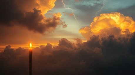 Discover captivating ethereal spiritual artwork featuring warm candlelight and dramatic thunderstorm clouds illuminated by a 