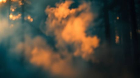 Experience the luxurious and vibrant aesthetic of a high-contrast image capturing deep teal mist rising from a forest during 